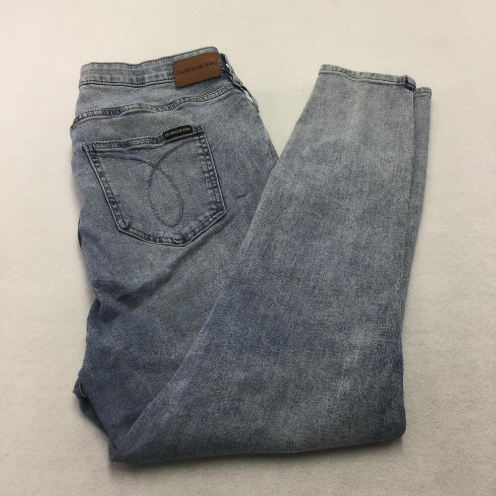 Calvin Klein Jeans High Rise Skinny Jeans Womens 16W Blue Light Wash Distressed